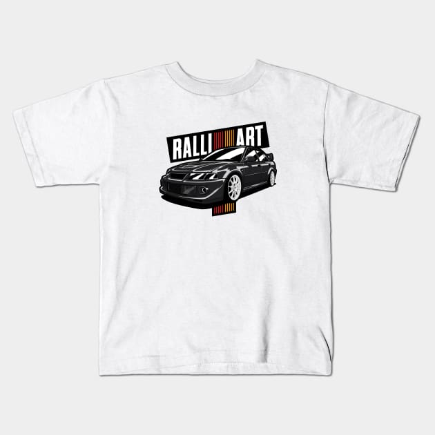 Black Lancer Evolution 6 Tommi Makinen Kids T-Shirt by KaroCars